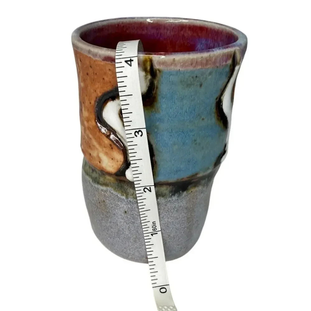 Handmade Studio Pottery Cup Bud Vase Signed Kelly Hask Artisan Ceramic Cup